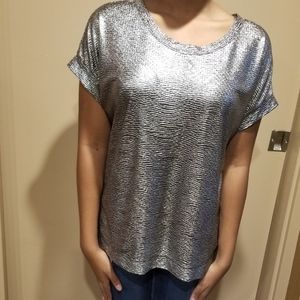 Top, silver, satin feel, Large